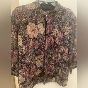 Alex Evenings 3X Jacket/Tank Top set w/gold metallic thread & jewel tone pattern